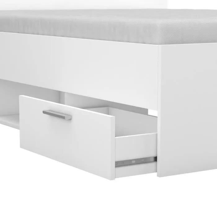 Demeyere Lit adulte MICHIGAN - 140 x 190 cm - Multiples rangements - Blanc-4