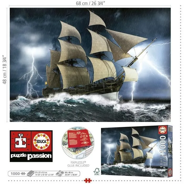Puzzle Paysage et nature - EDUCA - TEMPÊTE PARFAITE - 1000 pièces - Multicouleur-2