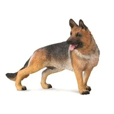 Figurine Chien Berger allemand peinte à la main - Orange et noir - Pour enfants de 3 à 9 ans-0