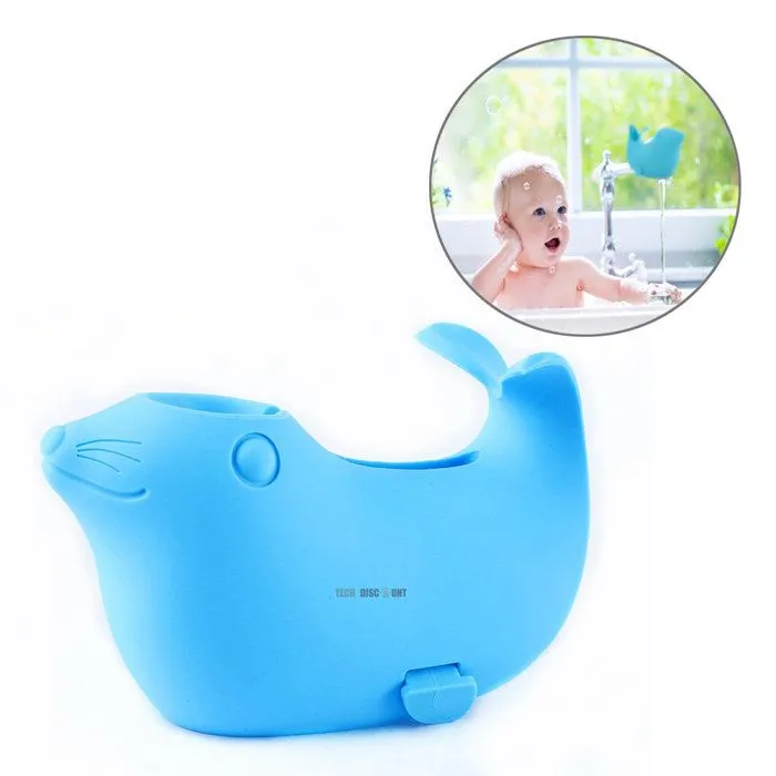 protection robinet baignoire enfant salle de bain bébé sécurité bain bébé bleu caoutchouc animal universel protège robinet plomberie-0