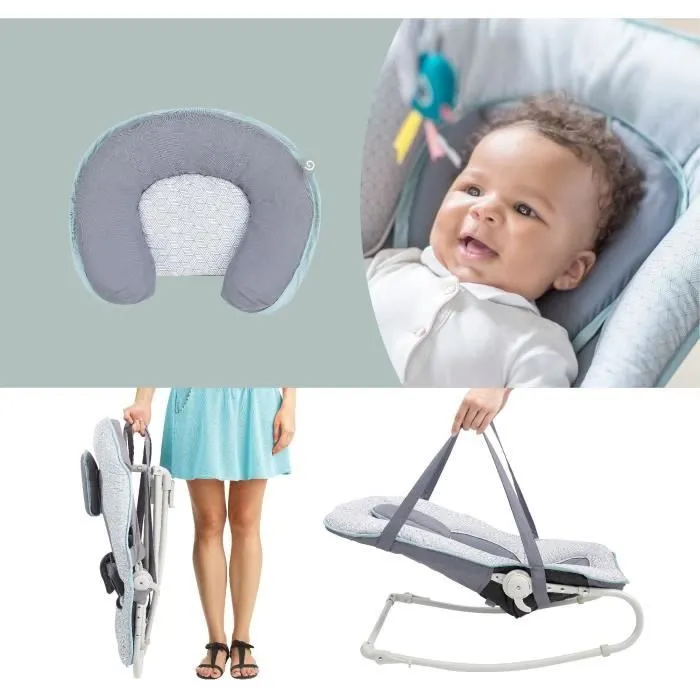 Babymoov Transat pour bébé Graphik Bleu et gris-4