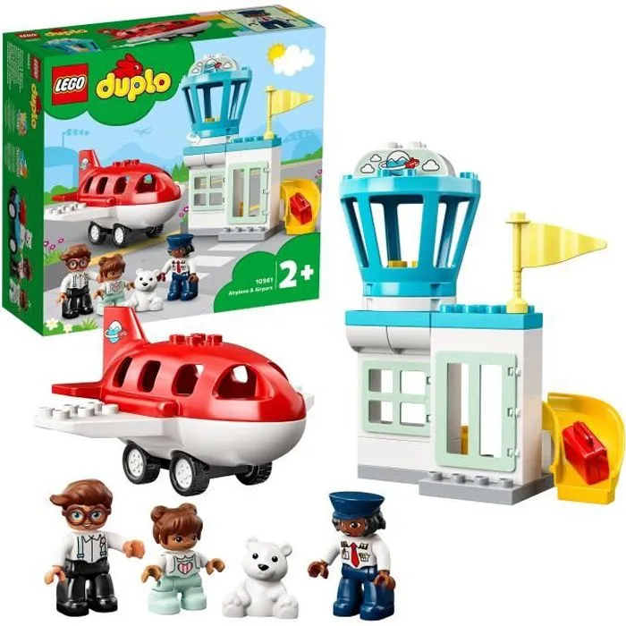 LEGO® 10961 DUPLO® Town Avion et aéroport Jouet Enfant 2 ans avec Figurine de Pilote-0