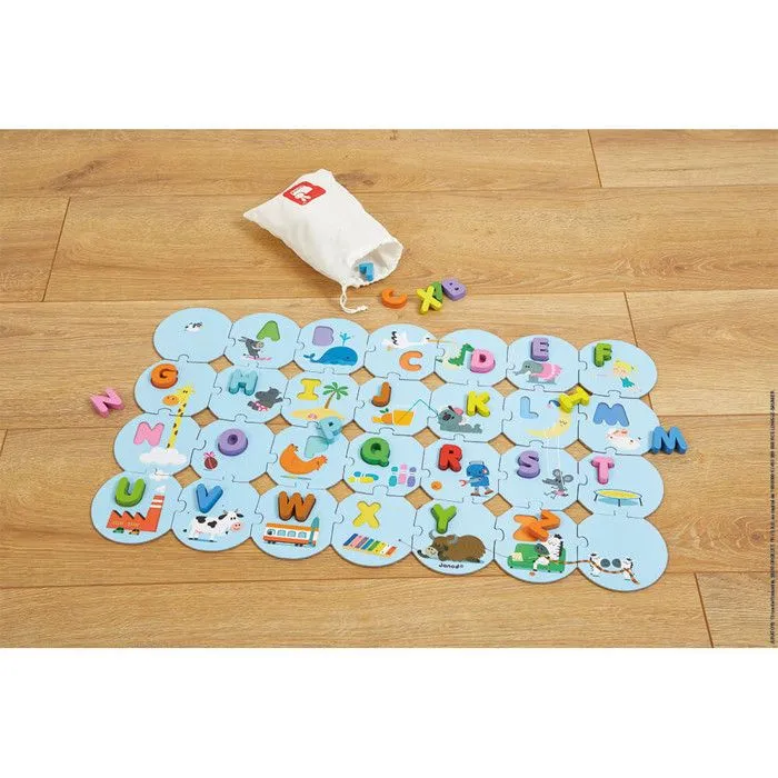 JANOD - Puzzle J'apprends l'alphabet, Version française (bois et carton) - Dès 3 Ans-2