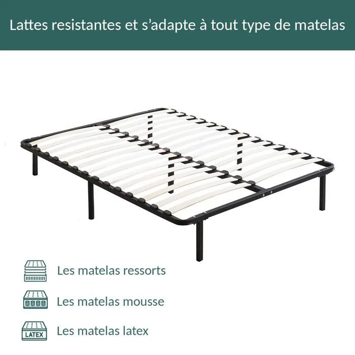 Sommier - Sampur - EcoFlex 90x190cm - Lattes en bois - Pieds inclus - Confort optimal-1