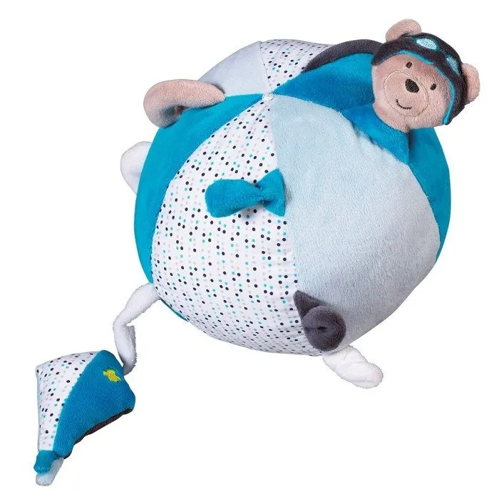 Balle d'activités en velours - SAUTHON - Lazare - Bleu - Bébé - 18 cm-0