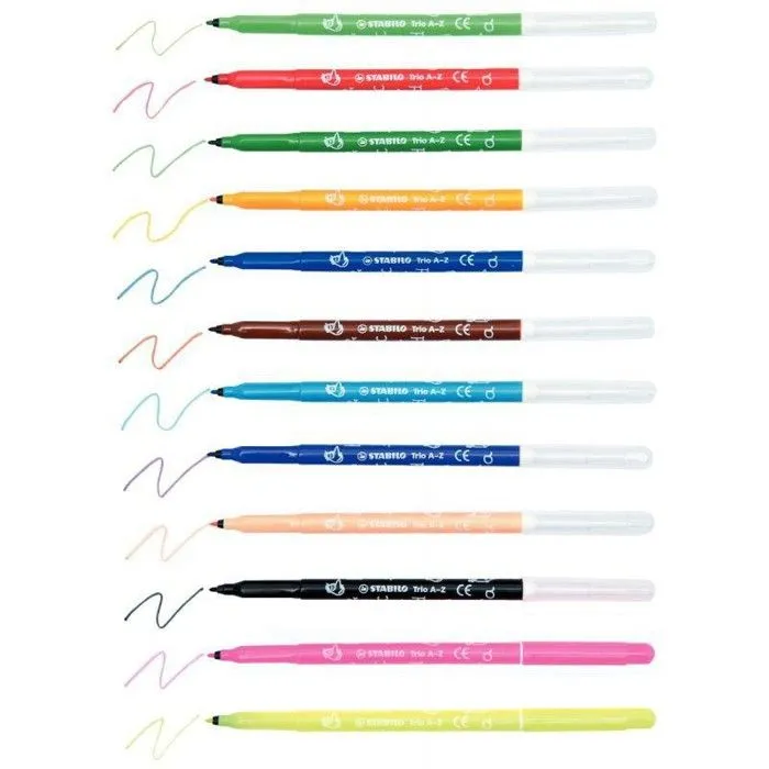 Feutre de coloriage - STABILO - Trio A-Z - Pochette de 12 - Multicolore - Mixte-1