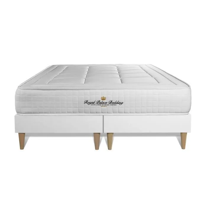 Ensemble matelas sommier Balmoral Mémoire de forme - 24 cm - Ferme - double sommiers blanc-1