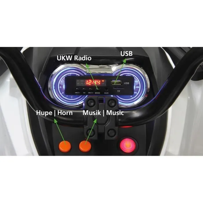 Quad électrique pour enfant - JAMARA - Noir et orange - Radio FM - 99 x 65 x 68 cm - 12V-3