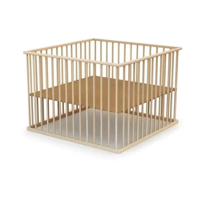 Parc bébé en bois FORMULA BABY - 100x100 cm - Fond réglable - Qualité E1-2