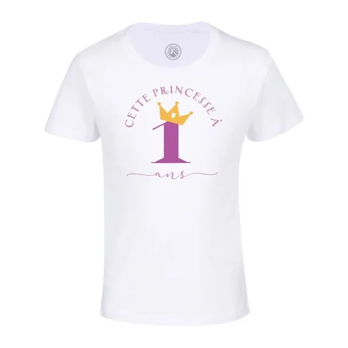 T-shirt Enfant Blanc Cette Princesse À 1 Ans Anniversaire Celebration Enfant Cadeau-0