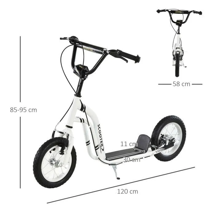 HOMCOM - trottinette - Métal - 120x58x95cm - Blanc-3
