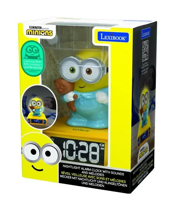 Réveil veilleuse digital LEXIBOOK - Les Minions - 3D lumineux et sonore - Jaune et bleu - Enfant-2