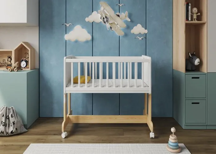 Multifonctionnel 6 en 1 Lit bébé cododo avec Matelas, roulettes 90x40cm Possibilité de Le Transformer en Coffre à Jouets, en Table-0