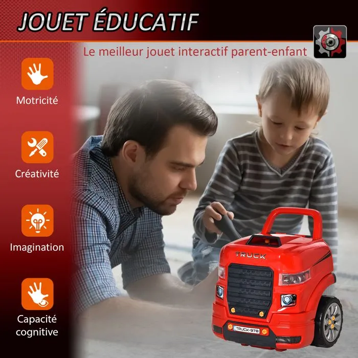 HOMCOM - Bloc moteur de voiture - PP - 40x39x47cm - Rouge, Noir-4