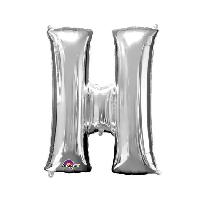 Ballon lettre en aluminium - Lettre H - Argent - 66x81cm - Gonflable à l'air ou à l'hélium-0