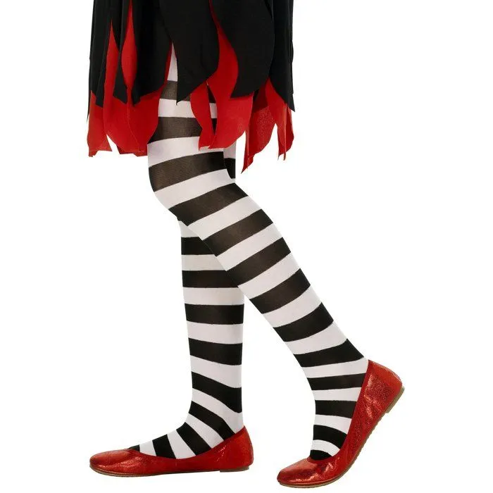 Collants rayés blanc et noir fille-0