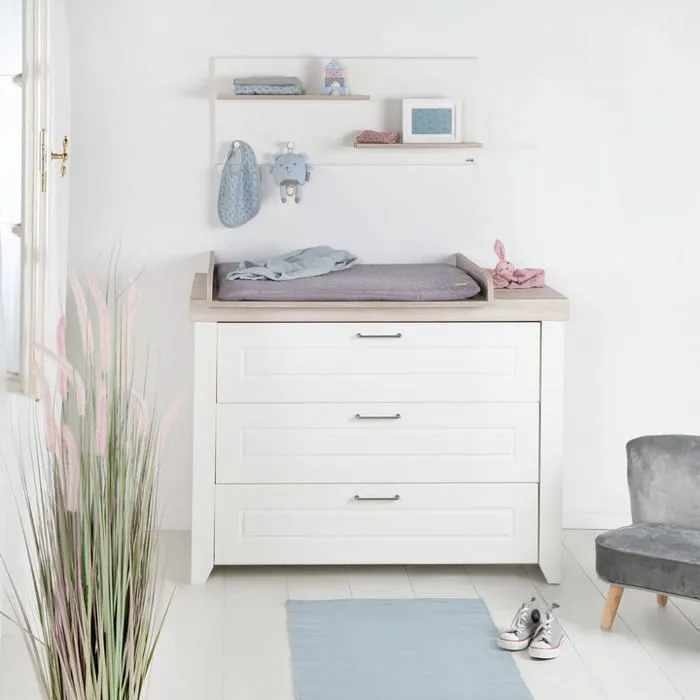 Commode à Langer ROBA Felicia - 3 Tiroirs - Poignées en Métal - Blanc - Aspect Bois-4