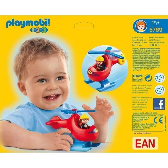 Jouet - PLAYMOBIL - Pompier avec Hélicoptère - Mixte - A partir de 18 mois-2