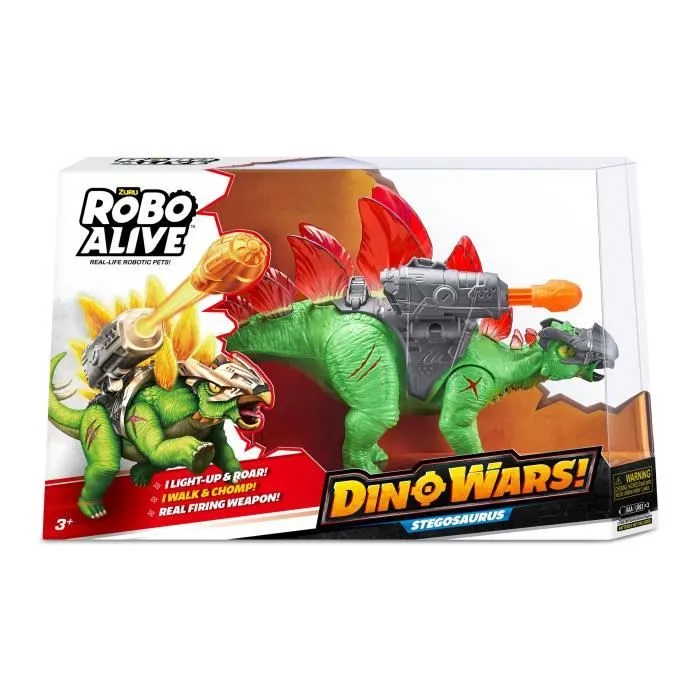 Dino Robotique - ZURU - Dino Wars Stegosaurus - Stégosaure Robo Alive avec armure, plaques lumineuses et pistolet-0