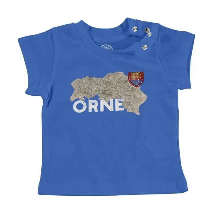 T-shirt Bébé Manche Courte Bleu Orne 61 Departement Alençon Carte Ancienne Rare-0