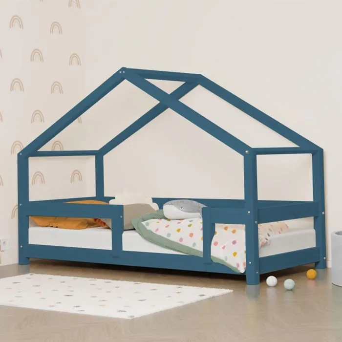 Lit cabane enfant LUCKY 90 x 190 bleu marine-1