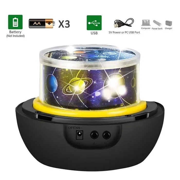 Projecteur Lumiere Bebe,3 Modèles 6 Films Rotatif Lampe Veilleuse Pour Fille Enfant Chambre Ciel Nuit étoilée Plafond Decoration-1