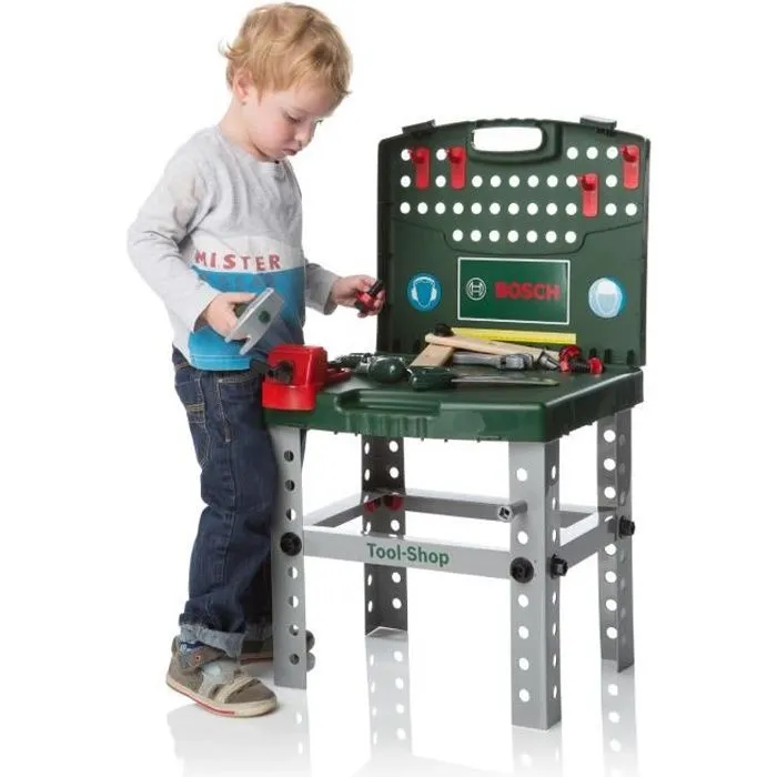 Etabli de bricolage pliable enfant - BOSCH - Klein - 7 pièces - Rouge-0