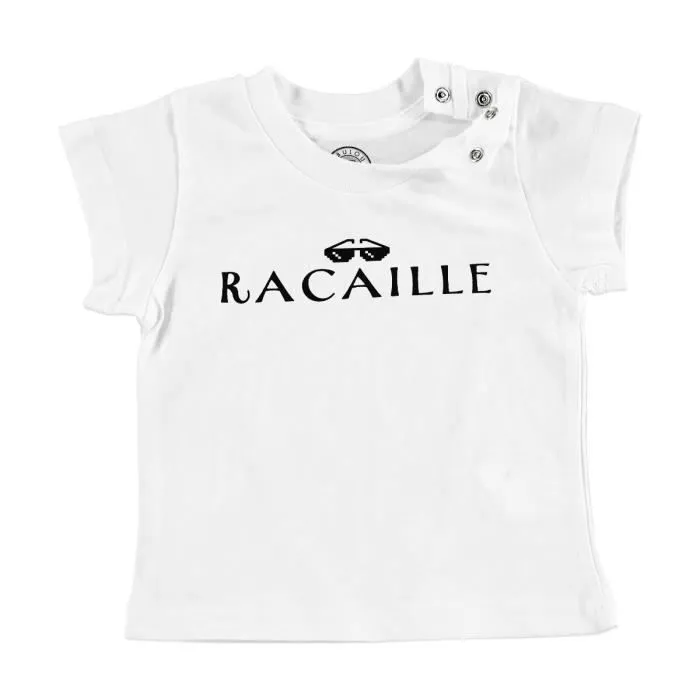 T-shirt Bébé Manche Courte Blanc Racaille Mignon Thug Life Humour Meme-0