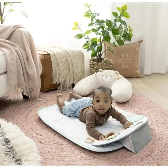 INGENUITY Tapis d’éveil 4 en 1 Petit Ourson, Coussin de support pour apprentissage de la position assise-1
