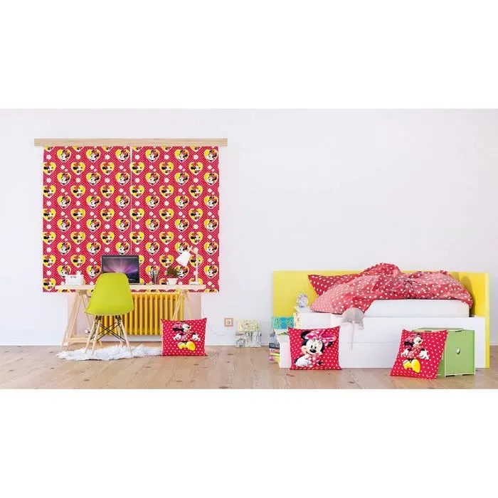 Coussin - DISNEY - Minnie Mouse - 40x40 cm - Rouge - Pois-1