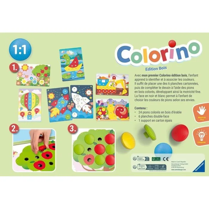 Jeu éducatif - Ravensburger - Colorino - Pions en bois - Développe la créativité - Dès 2 ans-2