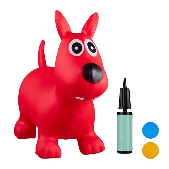 Relaxdays Chien ballon sauteur cheval avec pompe gonflable jouet jeux enfant animaux 50 kg sans BPA-0