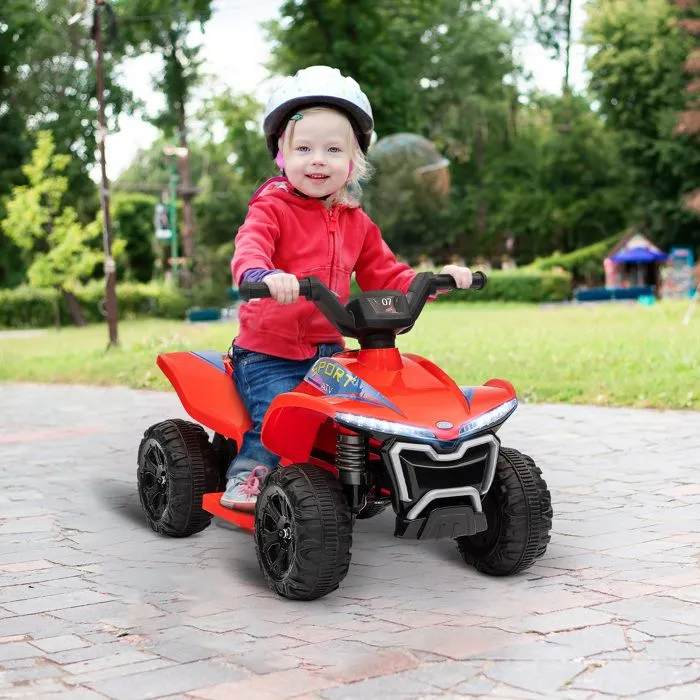 Quad électrique enfant - AIYAPLAY - 6V - vitesse de 2,5 km/h - avec phares - pour enfants 18-36 mois - rouge-1