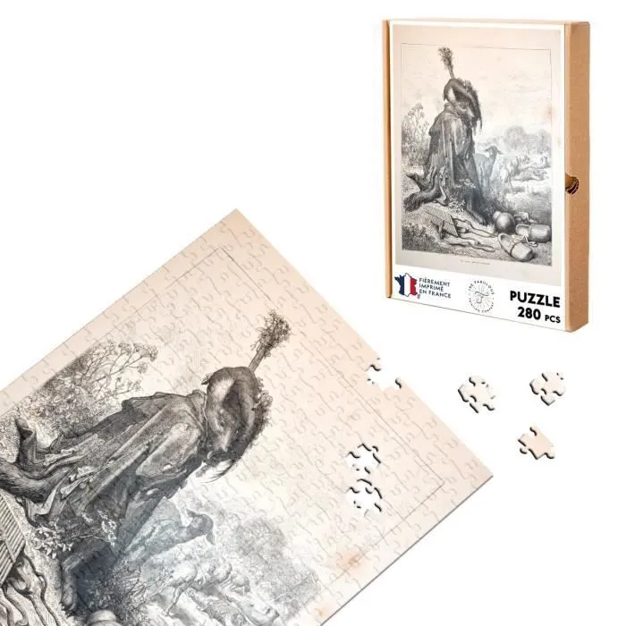 Puzzle Classique 280 pièces Le Loup Devenu Berger Fable LaFontaine Gustave Dore Gravure-0