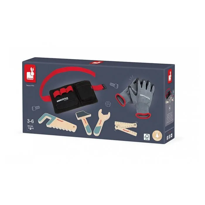 Ceinture Outils avec Gants Brico'Kids - Jouet d'Imitation Bricolage en Bois - Dès 3 ans-0