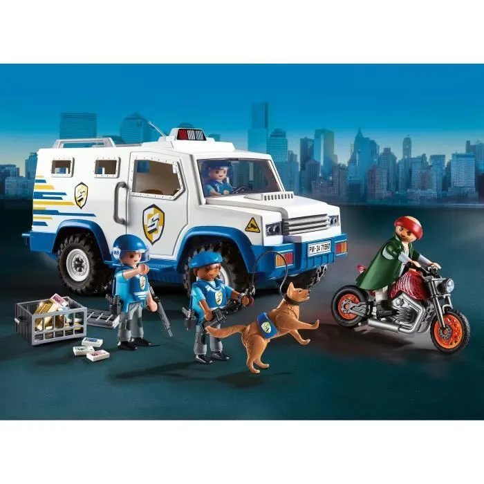 PLAYMOBIL 71597 Fourgon blindé avec convoyeurs de fonds, Action Heroes, Les Policiers, 84 pièces, Dès 4 ans-1