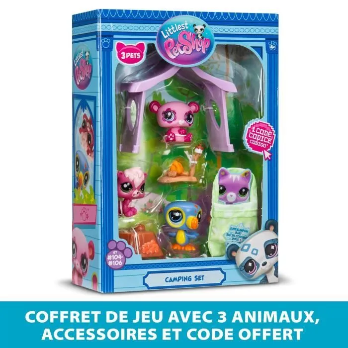 Pack à thème 3 Pets - BANDAI - Littlest Pet Shop Camping - Animaux et accessoires-1