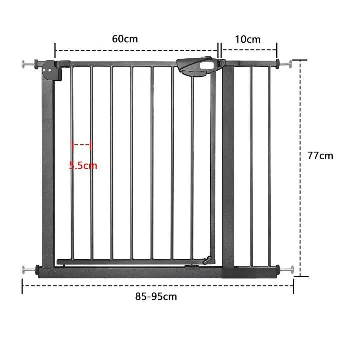 YUENFONG Barrière de sécurité pour escalier sans perçage - Largeur : 85-95 cm - Ouverture à 180° - Noir-1