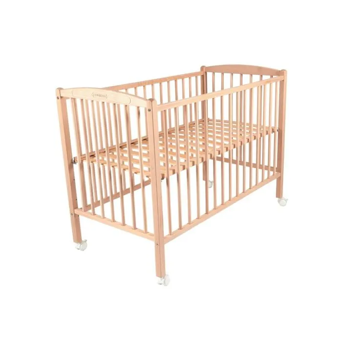 Lit bébé évolutif en bois Combelle - Modèle Arthur - 60x120cm - Hauteur réglable - Roulettes-3