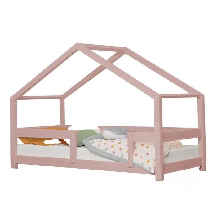 Lit cabane enfant LUCKY 80 x 180 rose pastel-0