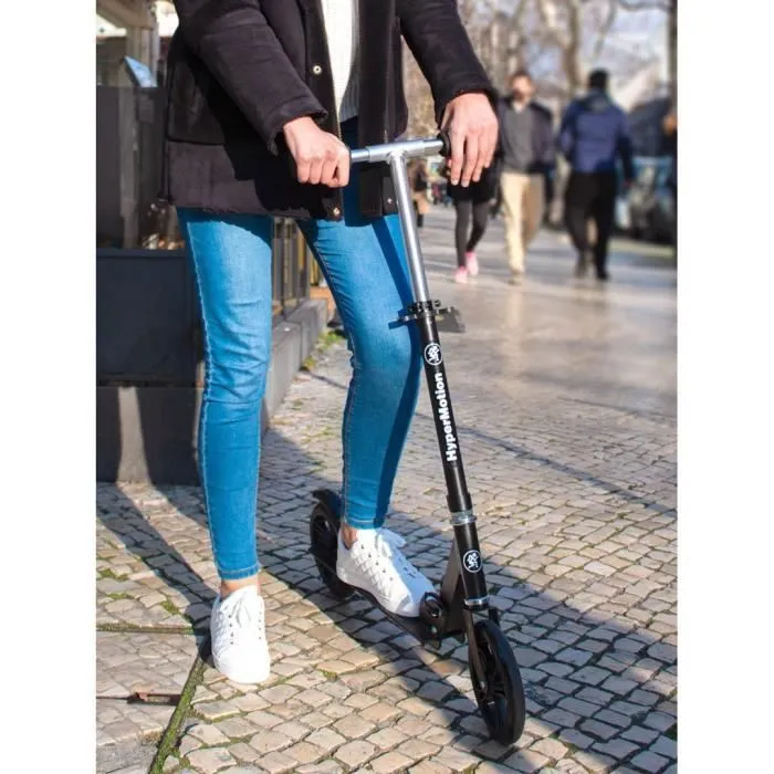 HyperMotion Trottinette Enfant Ados ROCKSTER (charge Max 100 kg) Pliable | Frein à Pied | Roue 200 mm| ABEC-7 Antidérapante | Noir-1