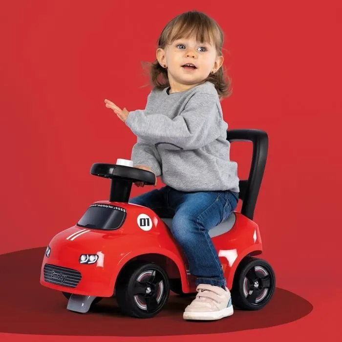 Smoby - Porteur enfant 2 en 1 - Auto Rouge - Coffre sous la selle + klaxon - Dès 10 mois - Fabrication française-2