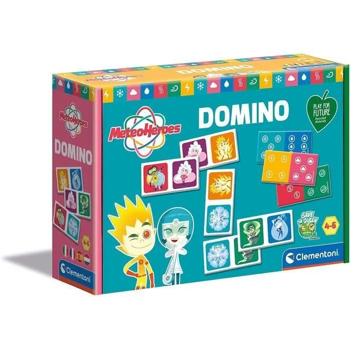 Jeu de société - CLEMENTONI - Météo Héros Domino 16346 - Réflexion et stratégie - Multicolore - Mixte-0