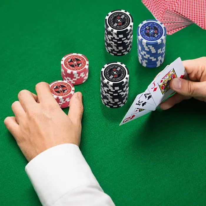 HENGMEI Malette de Poker Professionnelle 500 Laser Jetons, 2 Jeux de Cartes , 3 Bouton Dealer, 5 dés, Mallette Noire en Aluminium-2