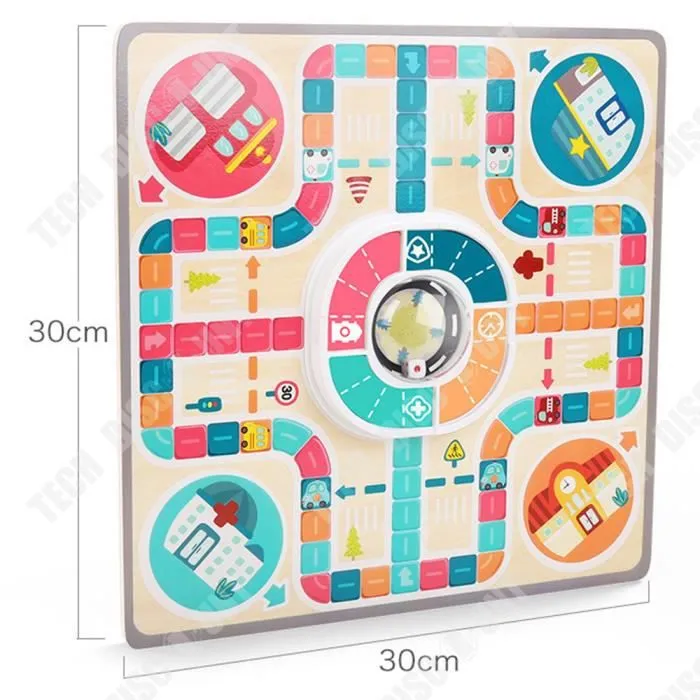TD® Jeu de société éducatif pour enfants, jeu recto-verso, plateau multifonctionnel, jouet interactif d'échecs volant de transport-3