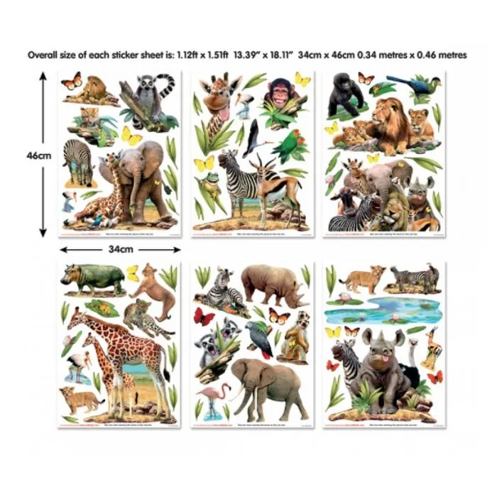 Stickers Jungle Safari - W WALLTASTIC - 82 stickers - Thème Déco - Vinyle Beige-1