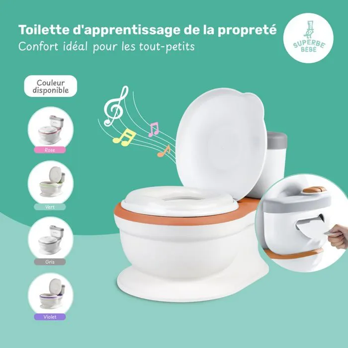 Pot réaliste pour apprentissage de la propreté avec son - Marron | SUEPERBE BEBE-1