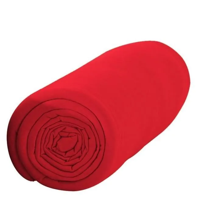 Drap housse - Naturelle - 140x190 cm - 100% coton - Bonnet 25 cm - Rouge uni-0