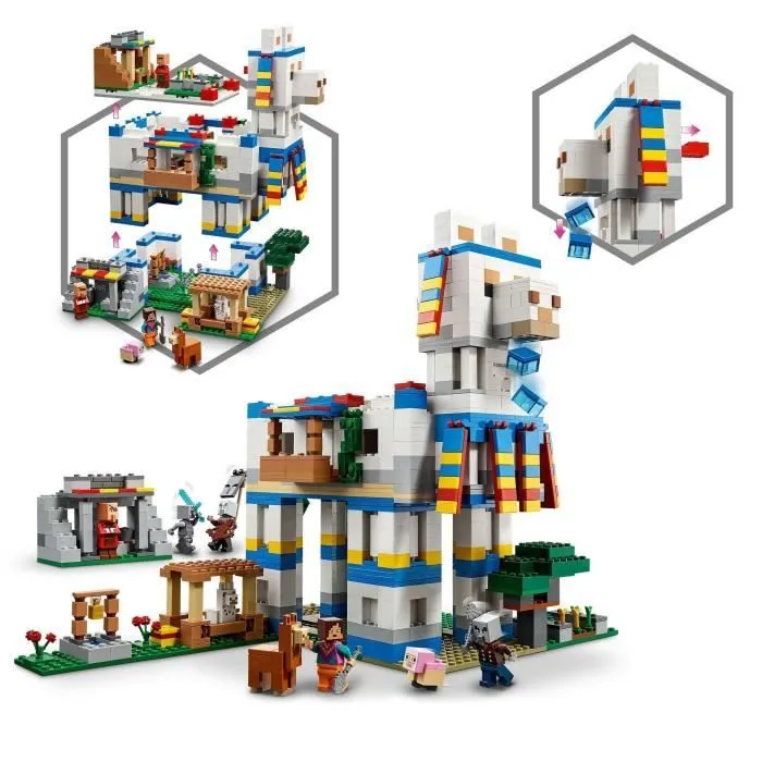 LEGO 21188 Minecraft Le Village Lama, Jouet de Maison, avec Figurines Animaux, Mobs Minecraft et Épée, Cadeau Enfants 9 Ans-1