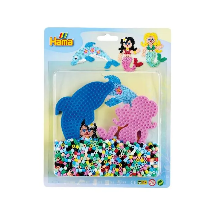 Perles à repasser - HAMA - Midi Mer - Dauphin et Sirène - 1.100 perles - 5,0 mm-0
